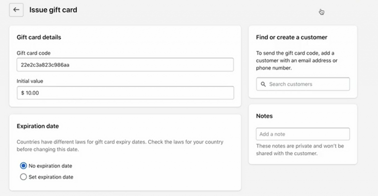 shopify_set up gift card