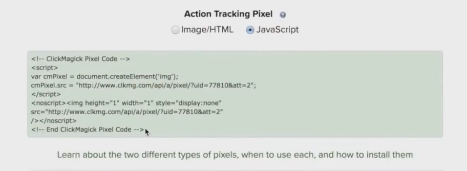 action tracking pixel