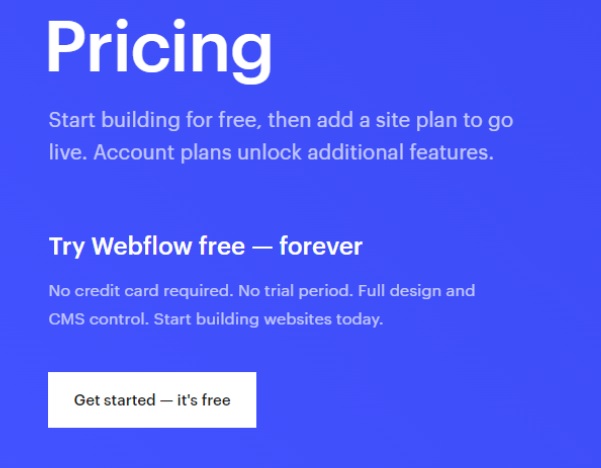 webflow free trial