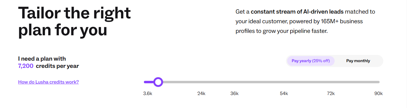 Lusha Pricing Table