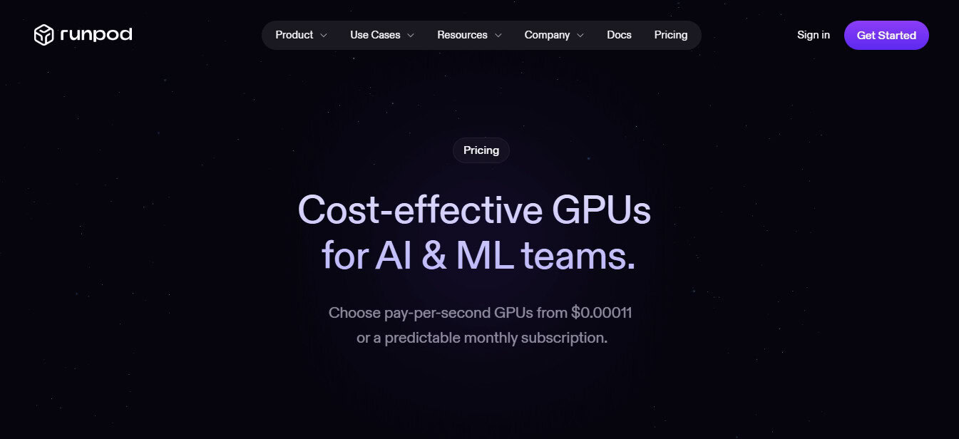 RunPod Pricing Table