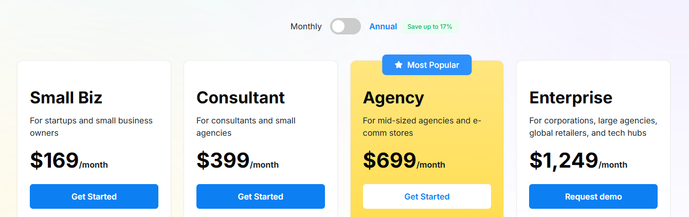 Alli AI Pricing Table