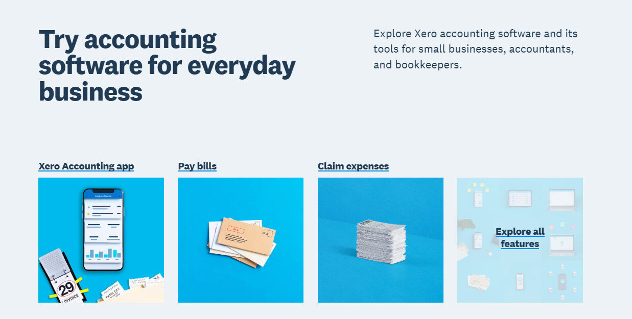 Xero accounting software features - app, pay bills, claim expenses, and more