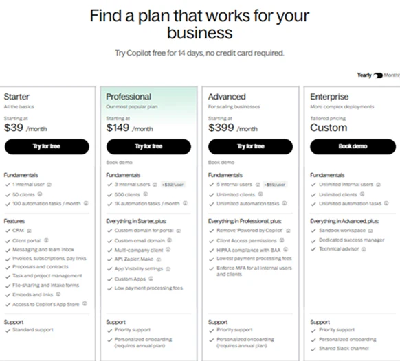 copilot pricing plans