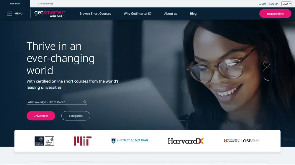 2U GETSMARTER dashboard