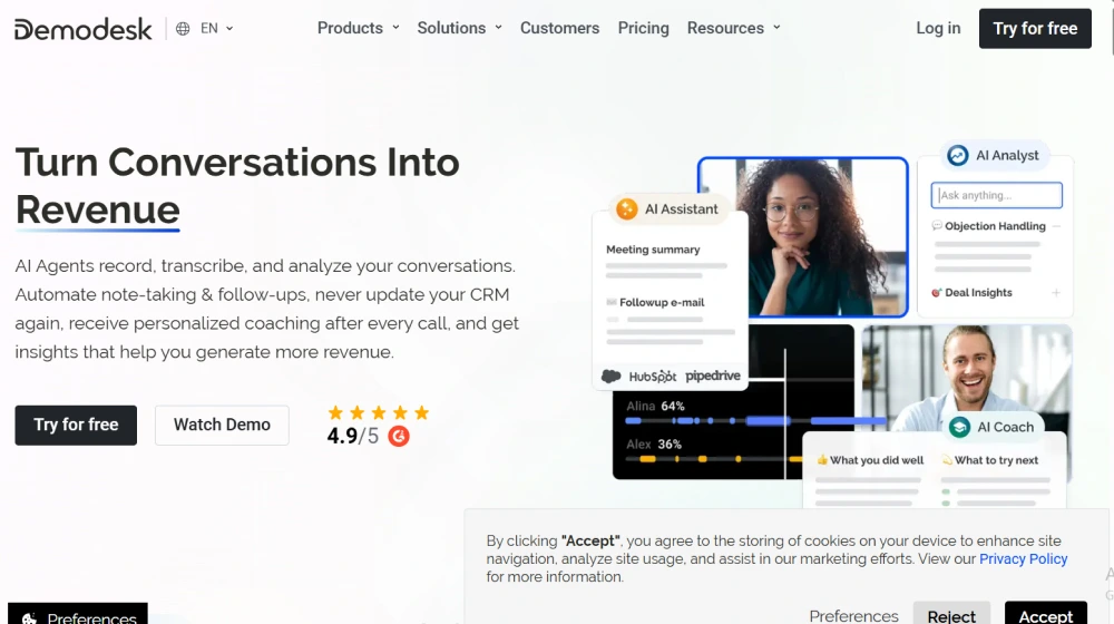 Demodesk dashboard