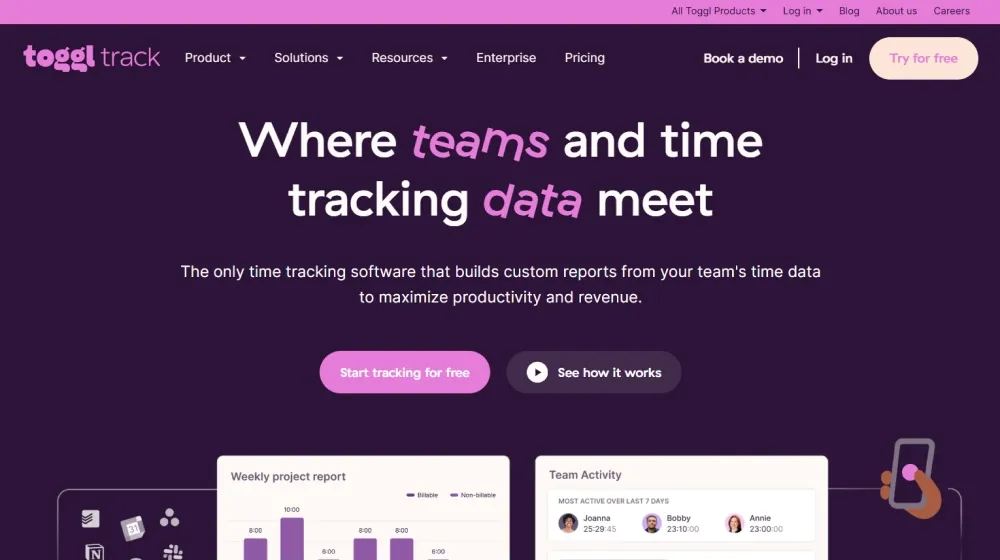 Toggl dashboard