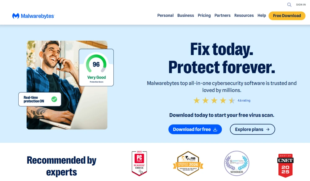 Malwarebytes | Cybersecurity for Everyone dashboard