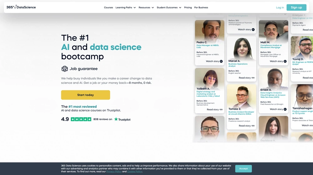 365 Data Science Online Program dashboard