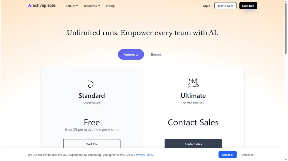 Activepieces dashboard
