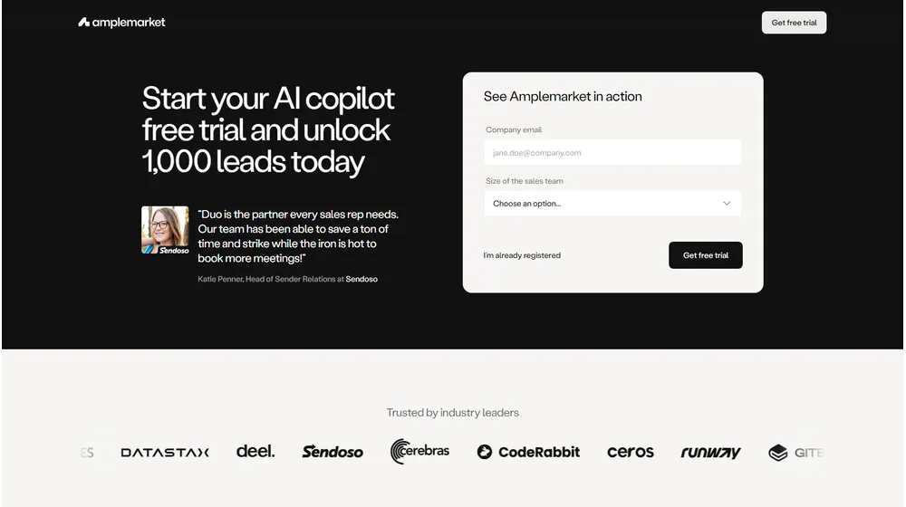 Amplemarket dashboard