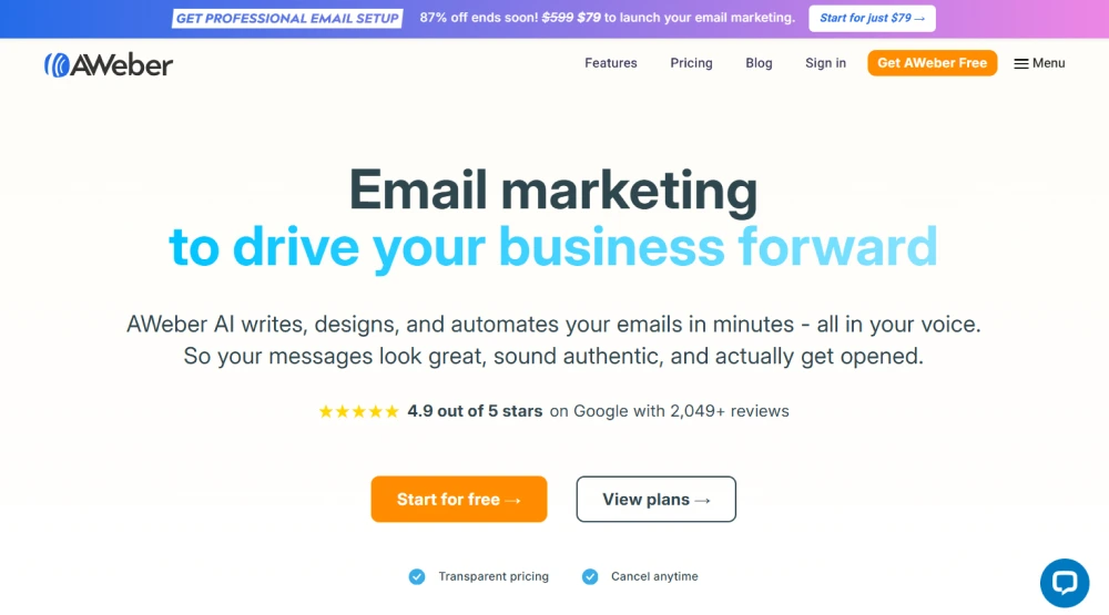 Aweber dashboard