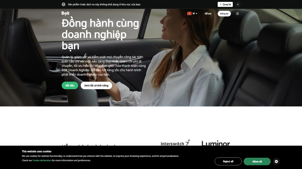 Bolt Business dashboard