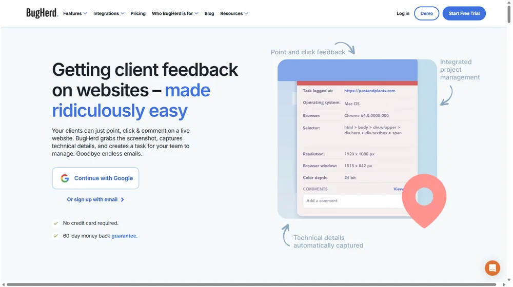 BugHerd dashboard
