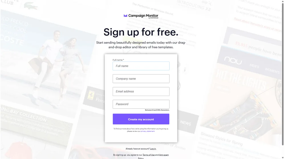 Campaign Monitor by Marigold dashboard