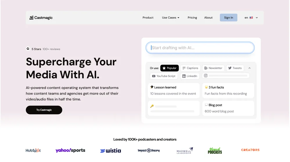 Castmagic dashboard