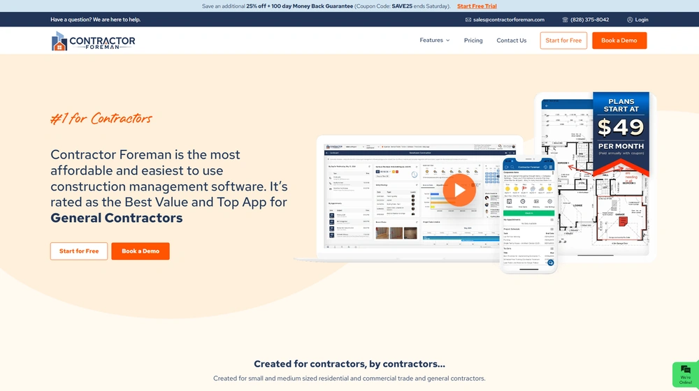 Contractor Foreman dashboard