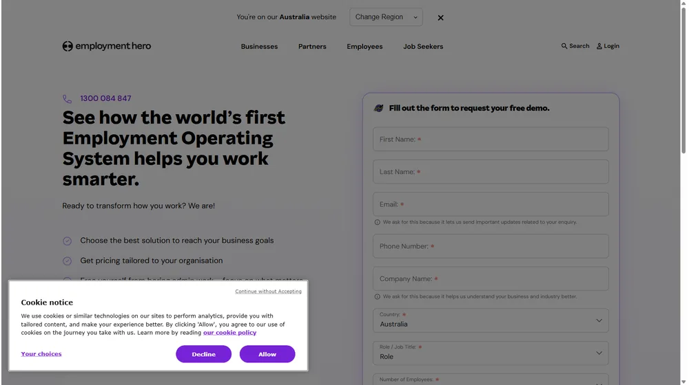 Employment Hero dashboard