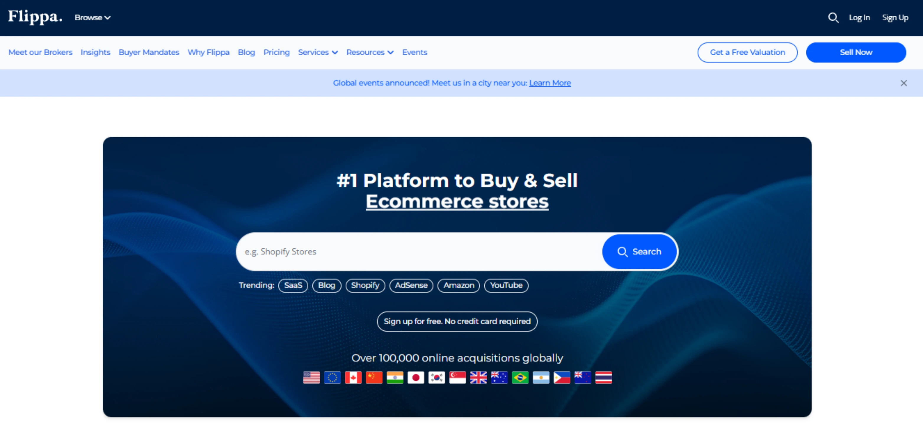 Flippa.com dashboard