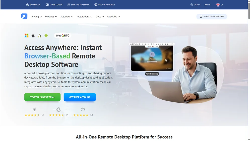 Getscreen.me dashboard