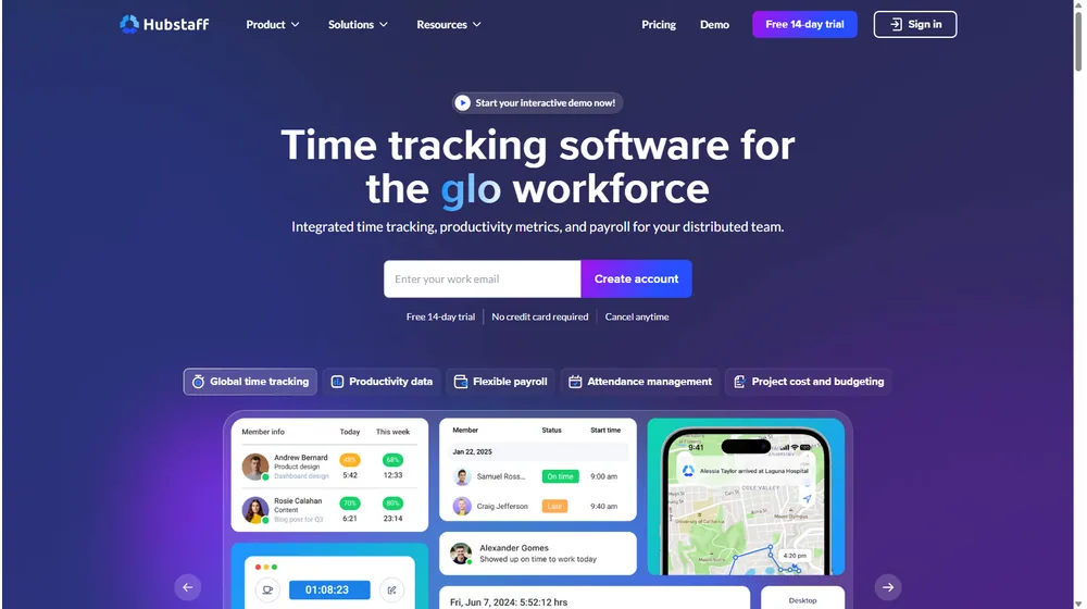 Hubstaff dashboard