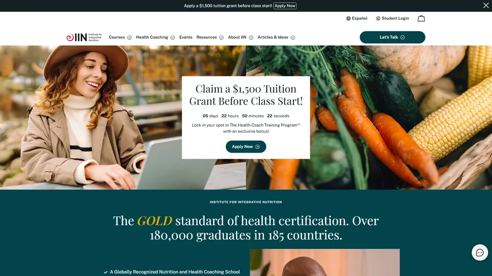 Institute for Integrative Nutrition dashboard