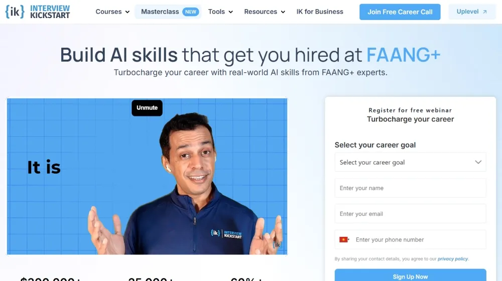 Interview Kickstart dashboard