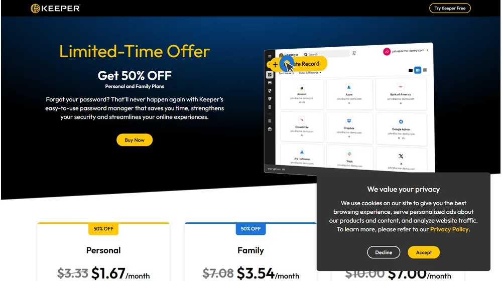 Keeper Security dashboard