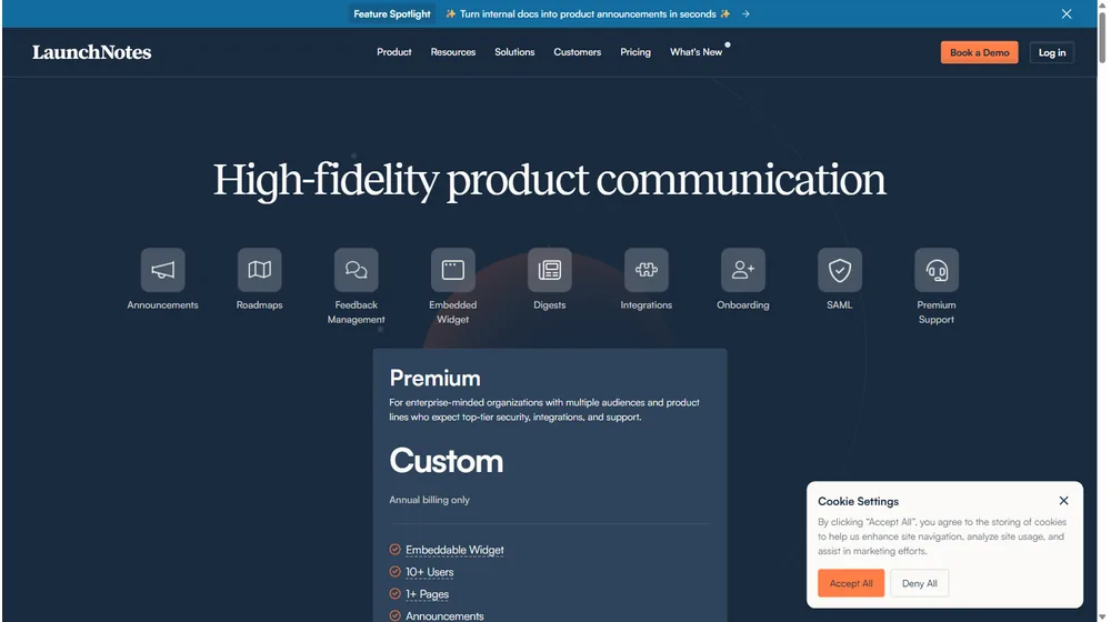 Launchnotes dashboard