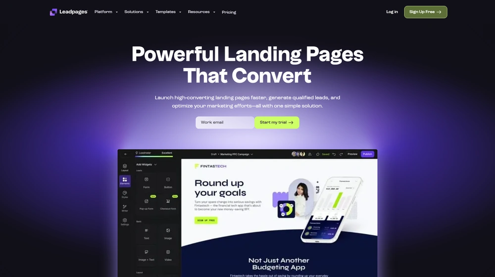 Leadpages dashboard