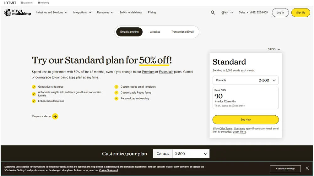 Mailchimp dashboard