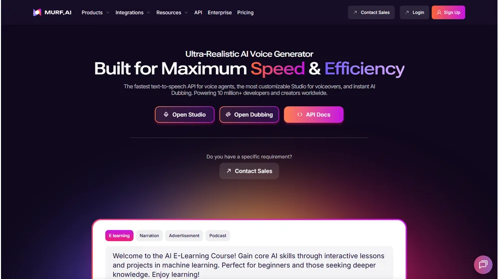 Murf AI dashboard