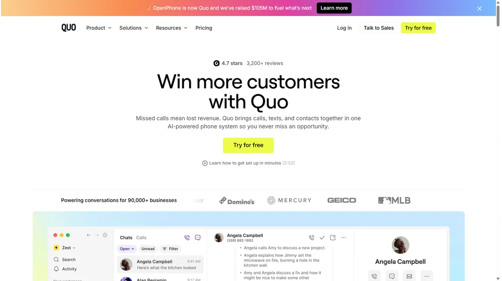 OpenPhone dashboard