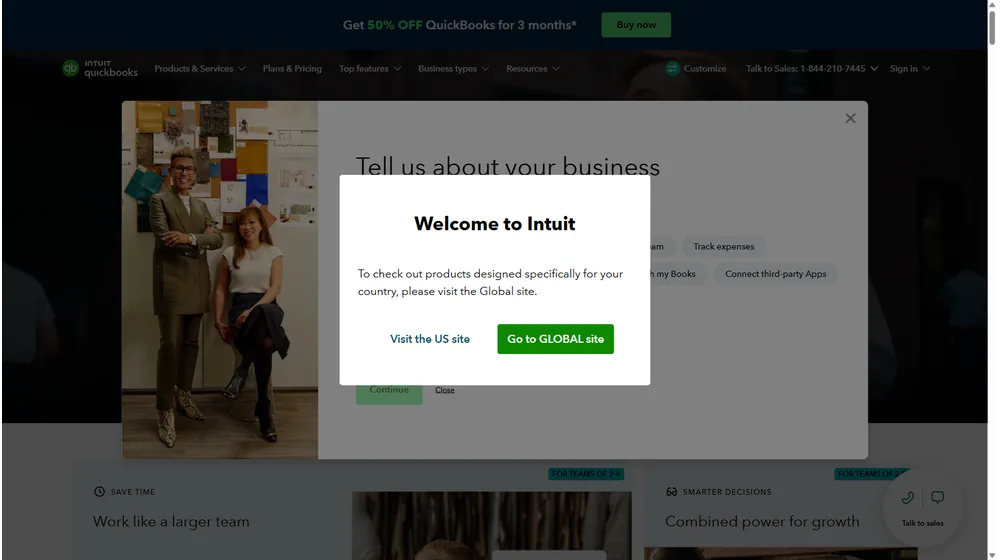 QuickBooks dashboard