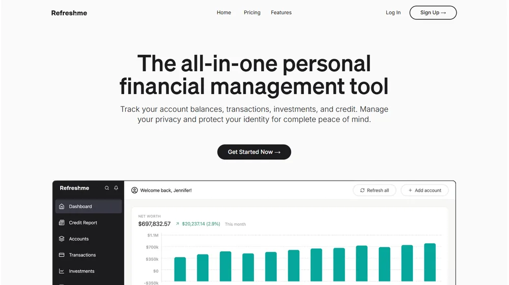 Refresh.me dashboard