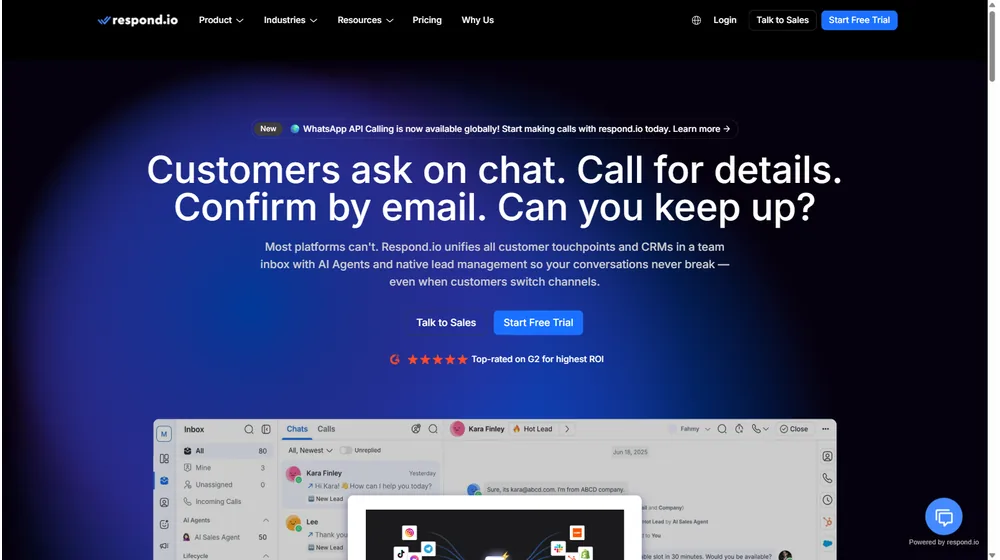 Respond.io dashboard