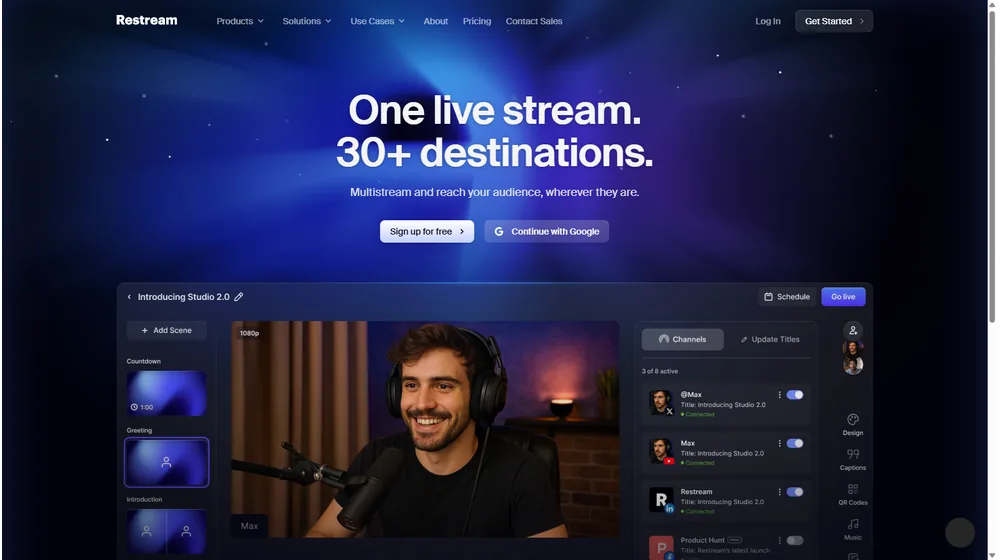 Restream dashboard
