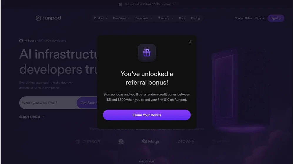 Runpod dashboard