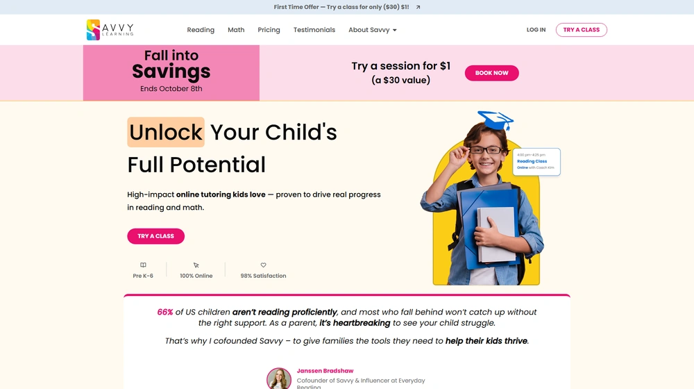 Savvy Learning dashboard