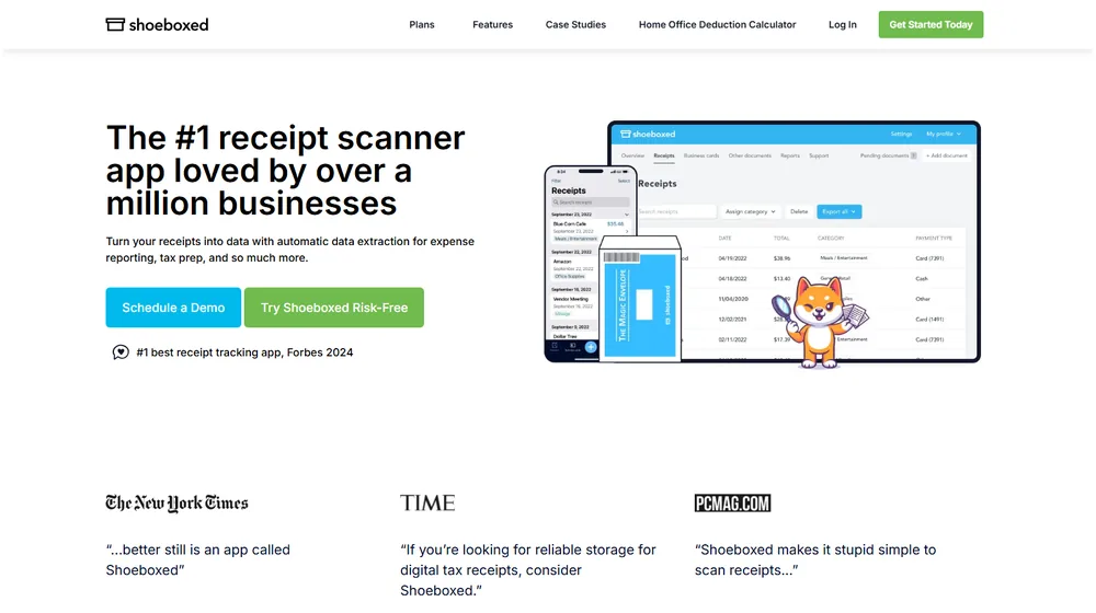 Shoeboxed dashboard