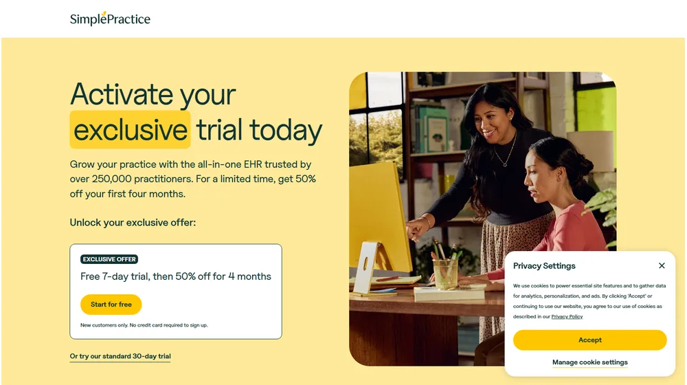 SimplePractice dashboard