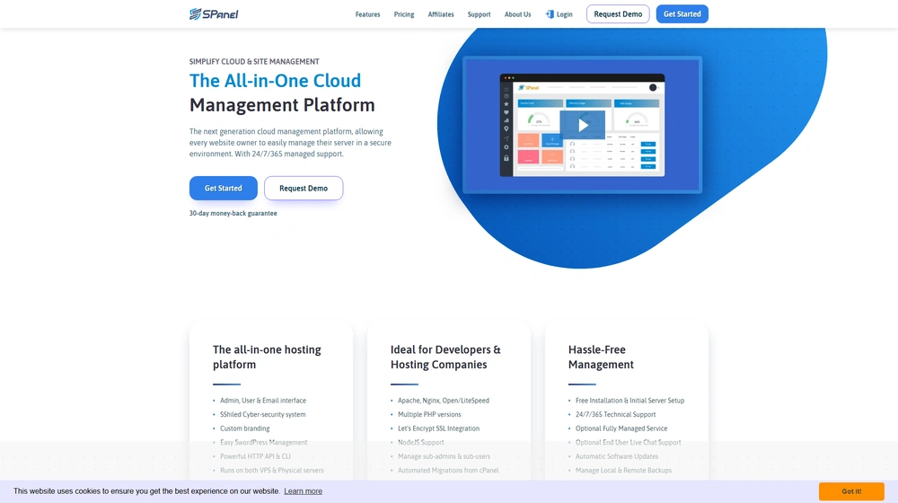 SPanel dashboard
