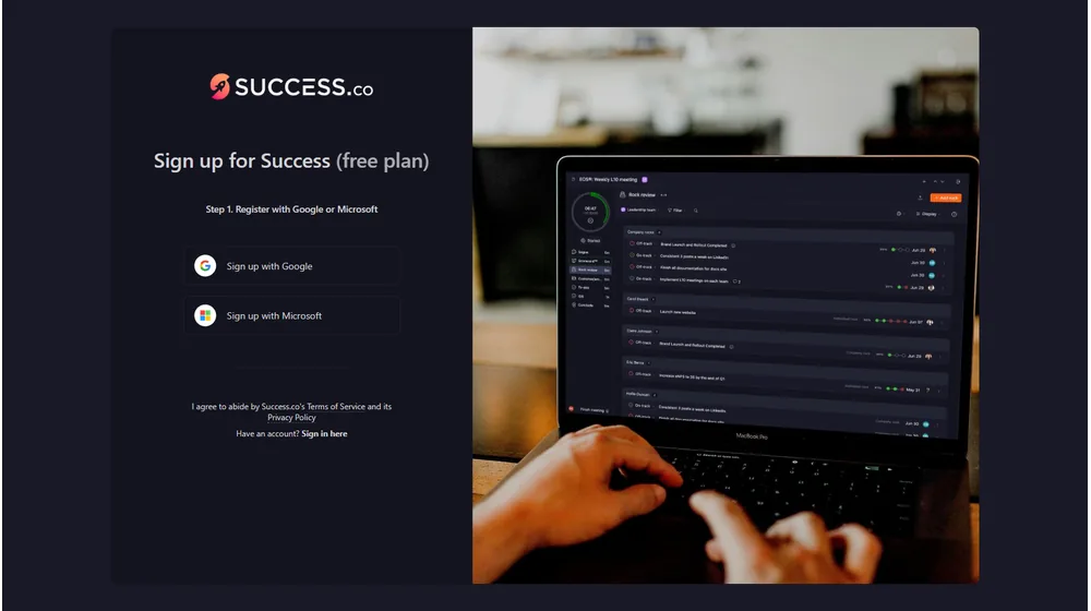 Success.co dashboard