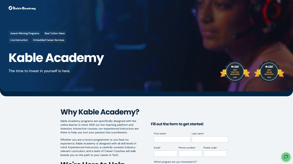 The Kable Academy dashboard