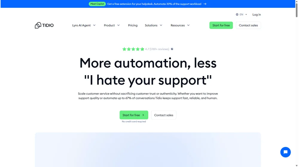 Tidio dashboard
