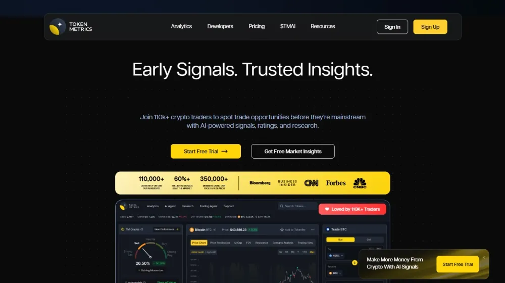 Token Metrics dashboard