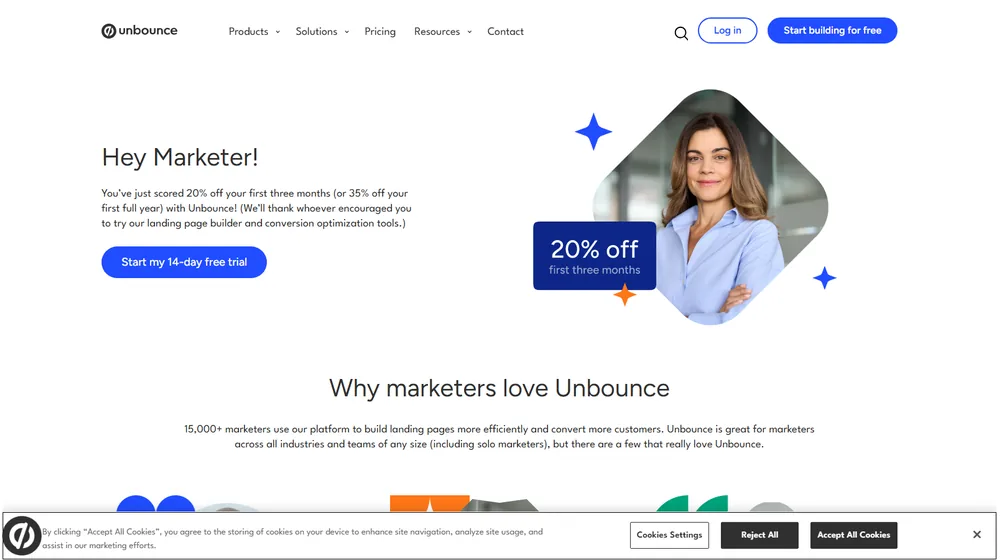 Unbounce dashboard