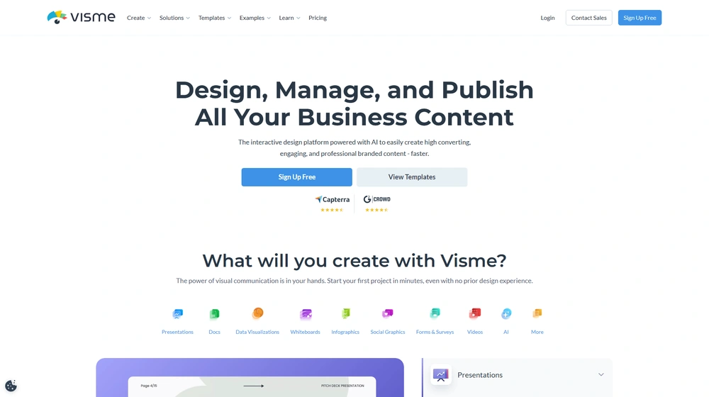 Visme dashboard