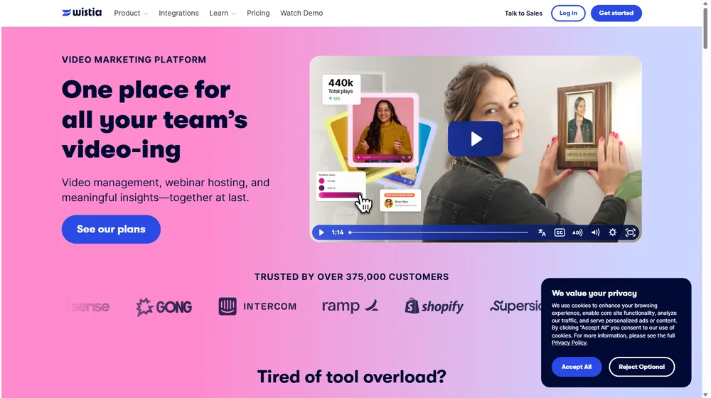 Wistia dashboard